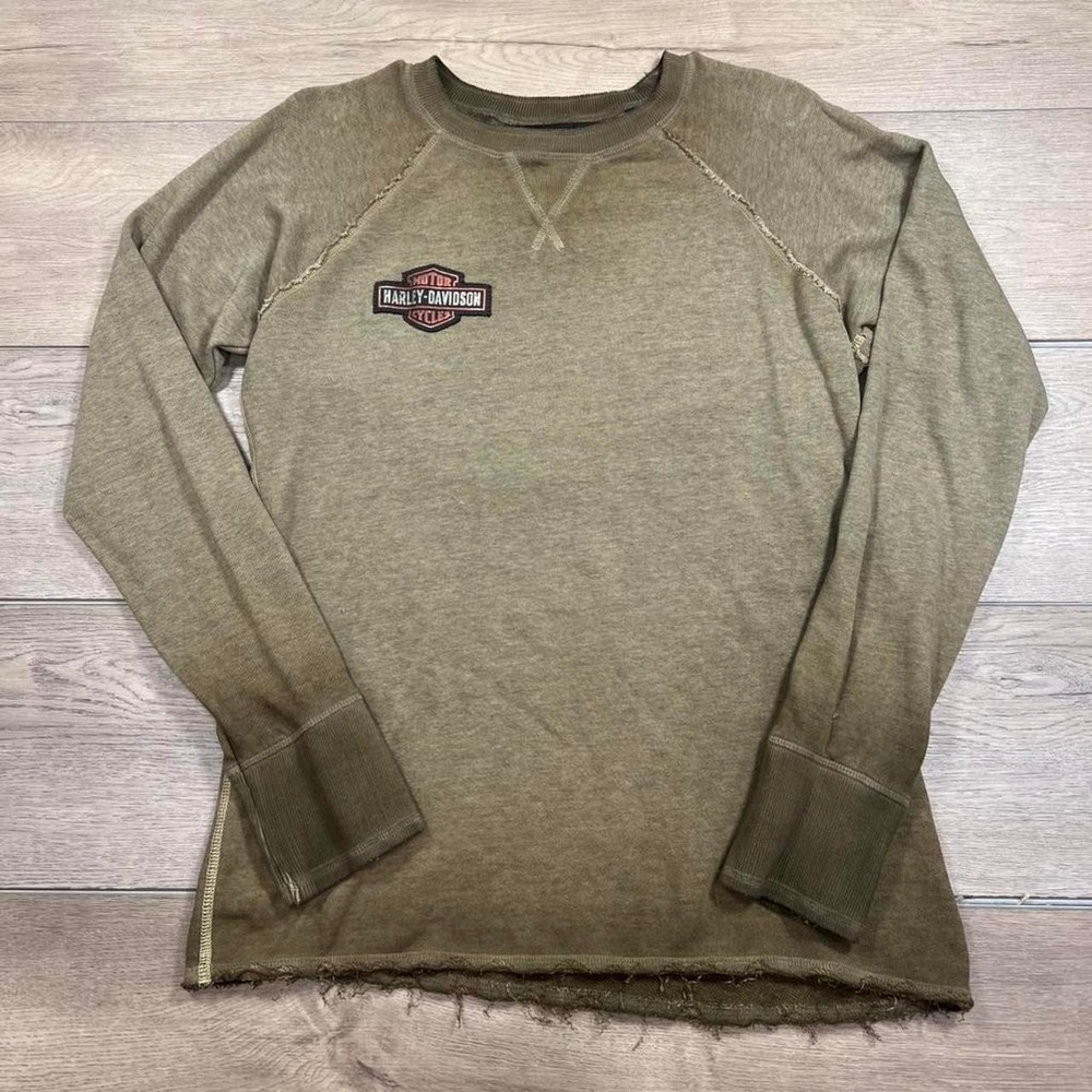Vintage Harley Davidson women's heavyweight studded fare brown long sleeve